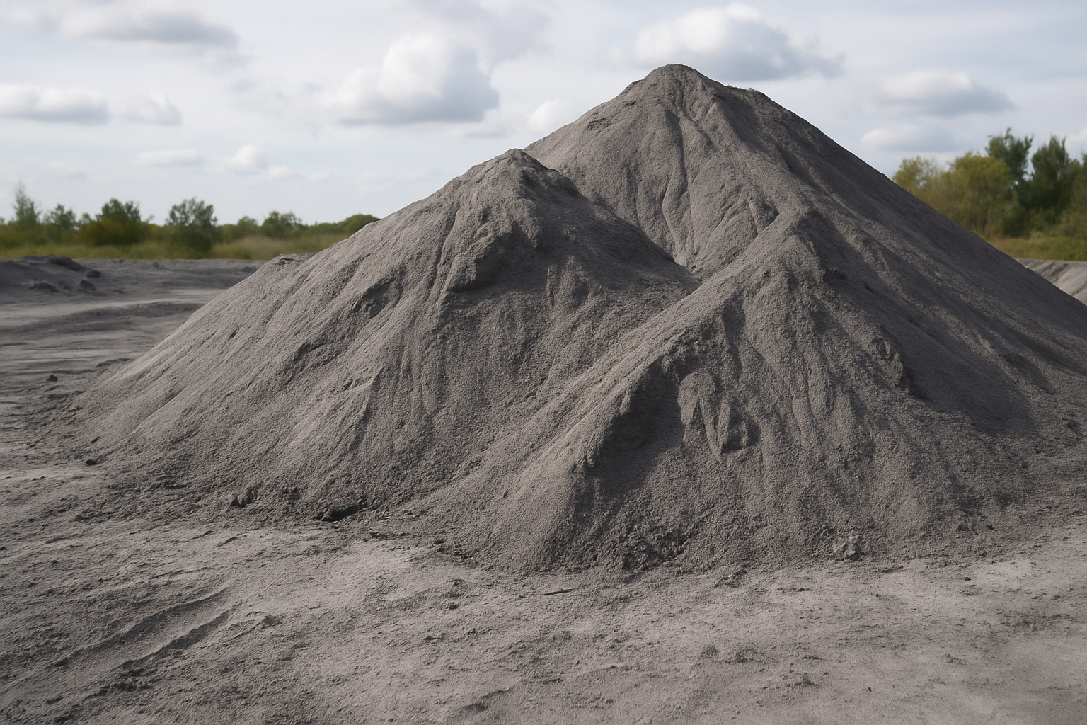 Fly ash mound for industrial use in cement production